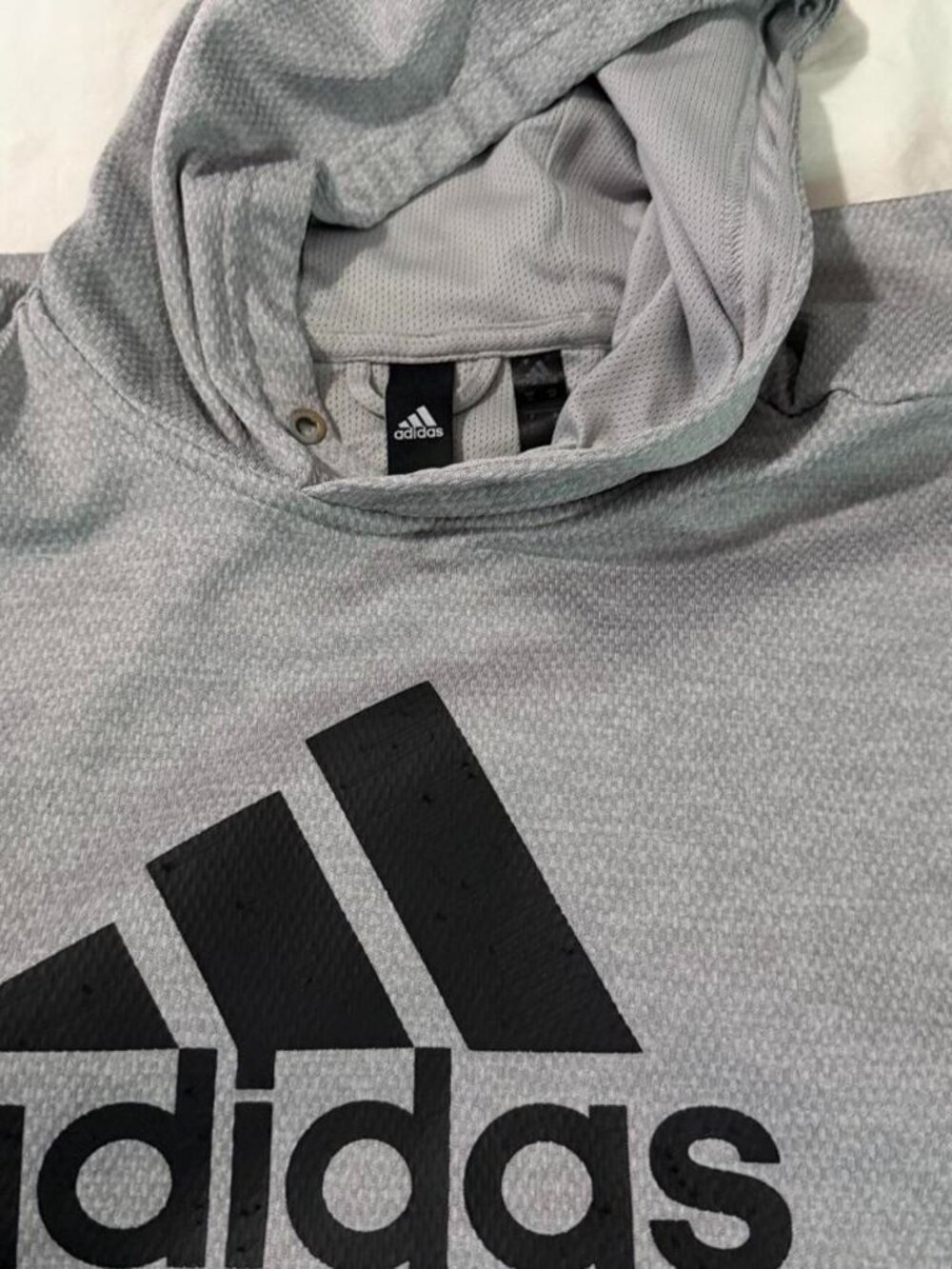 Adidas ClimaWarm Big Logo Pullover Hoodie Heather Grey Mens M